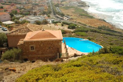 View of the villa and sea from above