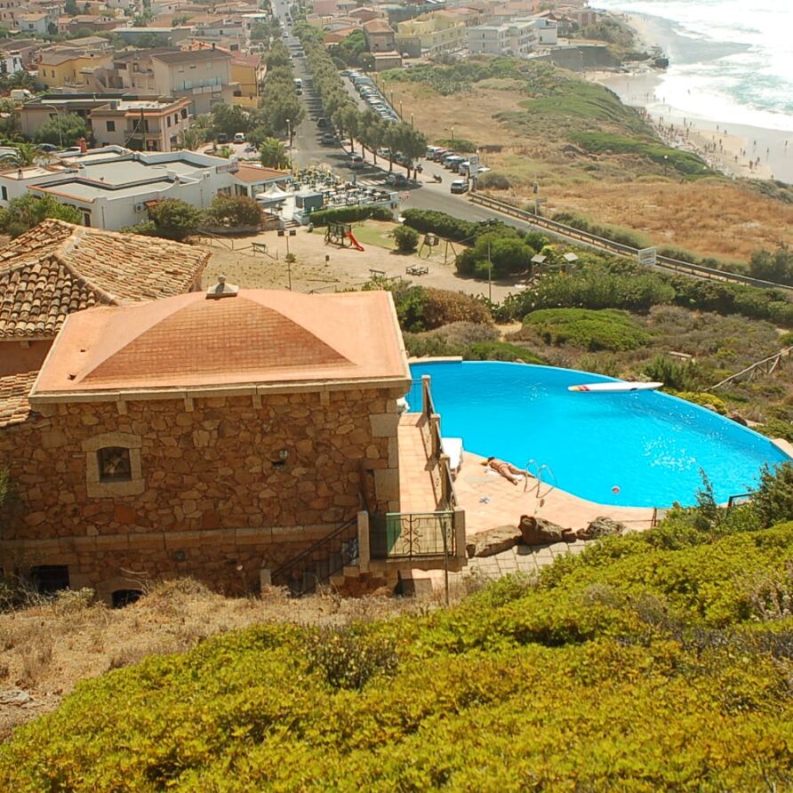 View of the villa and sea from above